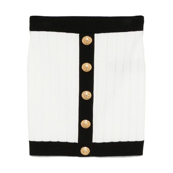 Balmain Women Knitted Buttoned Mini Skirt